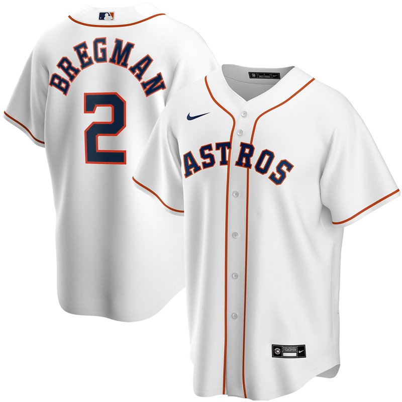 2020 MLB Men Houston Astros #2 Alex Bregman Nike White Home 2020 Replica Player Jersey 1->houston astros->MLB Jersey